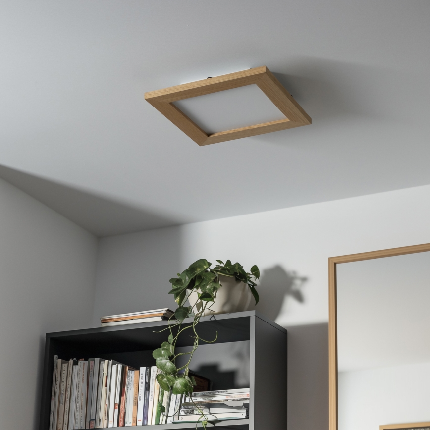 Eglo - Світлодіодна RGBW панель SALOBRENA-C WOOD з регулюванням яскравості LED/16W/230V 2700-6500K 34x34 см коричнева + дистанційне керування