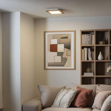 Eglo - Світлодіодна RGBW панель SALOBRENA-C WOOD з регулюванням яскравості LED/16W/230V 2700-6500K 34x34 см коричнева + дистанційне керування