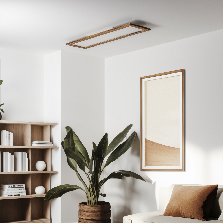 Eglo - LED RGBW диммируемая накладная панель SALOBRENA-C WOOD LED/34Вт/230В 2700-6500К 34x124 см коричневый + пульт дистанционного управления