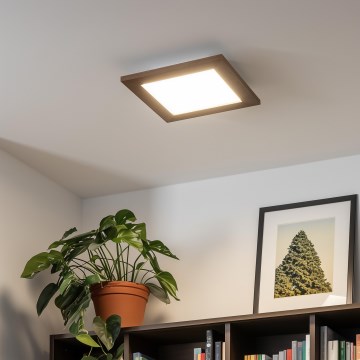 Eglo - LED RGBW Пристельова панель з регулюванням яскравості SALOBRENA-C WOOD LED/16W/230V 2700-6500K 34x34 см темно-коричневий + пульт дистанційного керування