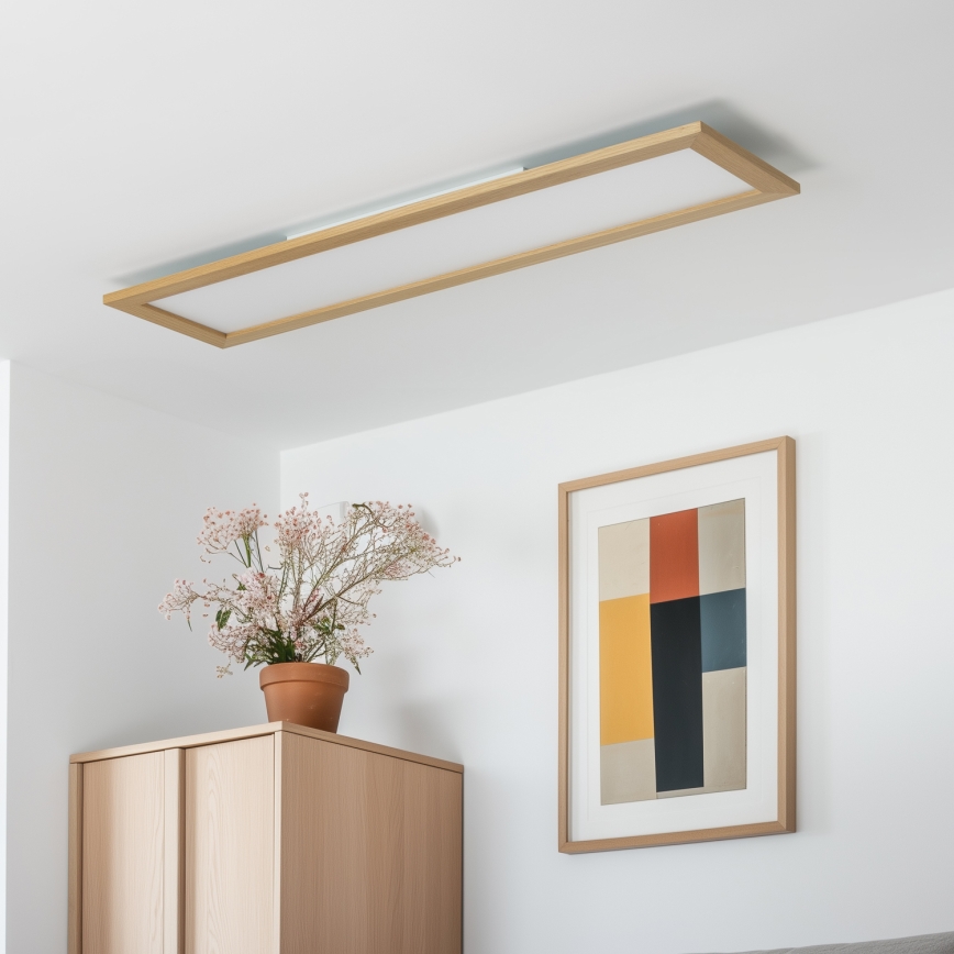 Eglo - LED RGBW регульована накладна панель SALOBRENA-C WOOD LED/34W/230V 2700-6500K 34x124 cm коричнева + пульт дистанційного керування