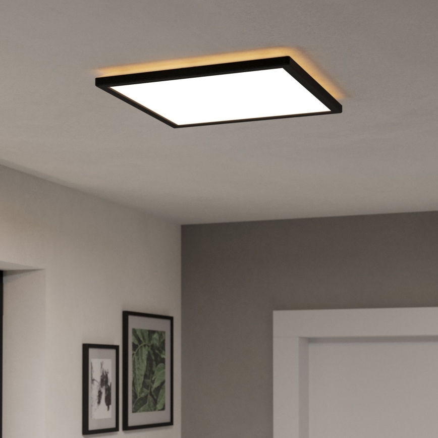 Eglo - LED RGBW Стельовий світильник для ванної з регулюванням яскравості LED/17,6W/230V 2700-6500K 39x39 см IP44 чорний ZigBee