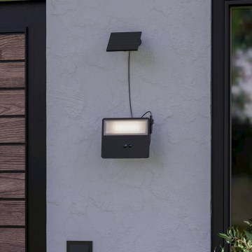Eglo - LED солнечный настенный светильник с датчиком LED/8,7W/3,7V 3600 mAh IP44 черный