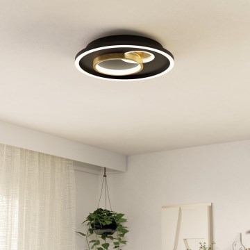 Eglo - LED стельовий світильник LED/14W/230V + LED/8,5W діаметр 38 см чорний/золотий