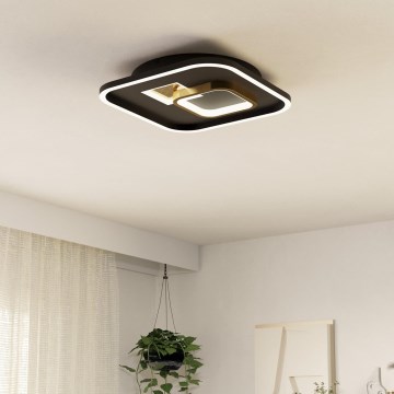 Eglo - LED-стельовий світильник LED/16,2Вт/230В + LED/9,2Вт 38x38 см чорний/золотий