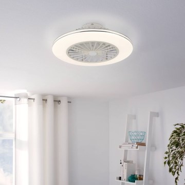 Eglo - LED-стельовий вентилятор із затемненням, 3xLED/12,6 Вт/230 В, 2700–6500 К, діаметр 55 см, білий + пульт дистанційного керування