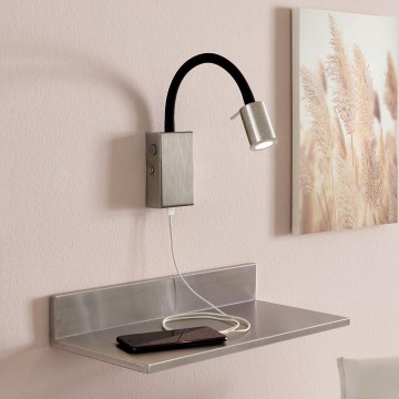 Eglo - LED Точковий настінний світильник із зарядкою USB 1xLED/3,5W/230V матовий хром