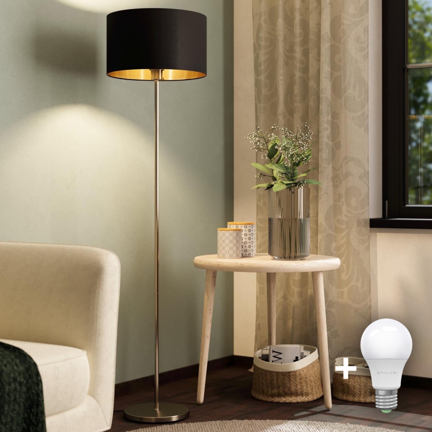 Eglo - LED  Торшер TUNJA 1xE27/60W/230V матовий хром/чорний