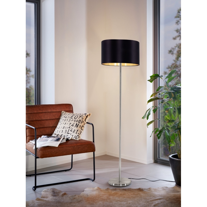 Eglo - LED  Торшер TUNJA 1xE27/60W/230V матовий хром/чорний