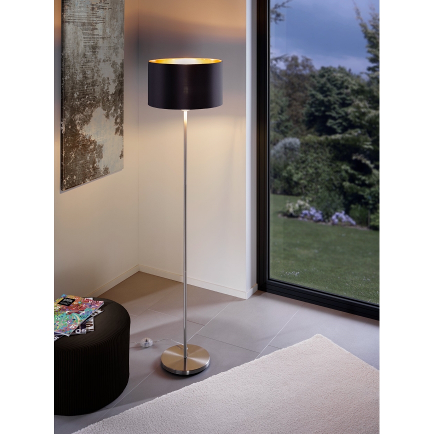 Eglo - LED  Торшер TUNJA 1xE27/60W/230V матовий хром/чорний