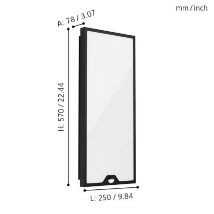 Eglo - LED зовнішній стельовий світильник з датчиком CASAZZA LED/18,5W/230V IP44