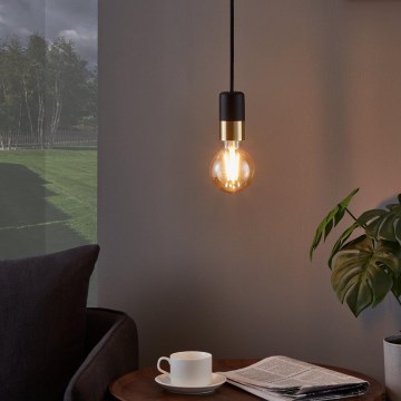 Eglo - Люстра на тросі 1xE27/40W/230V чорний/золотий