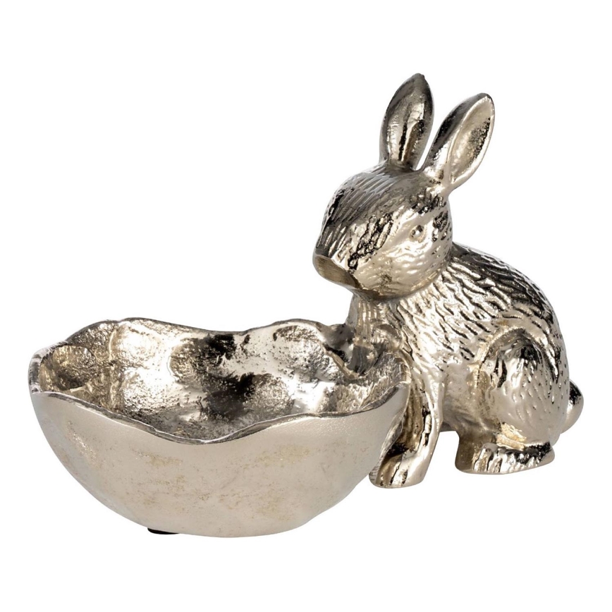 Eglo - Металевий декор 12x20 см зайчик з мискою/глянцевий хром