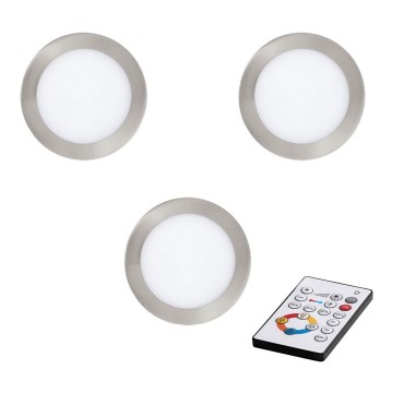 Eglo - Набір 3x LED Стельовий вбудований світильник з регулюванням яскравості TINUS LED/17W/230V + ДК