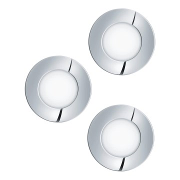 Eglo - НАБІР 3x Вбудований стельовий LED світильник для ванної FUEVA 1xLED/2,8W/230V IP44 глянцевий хром