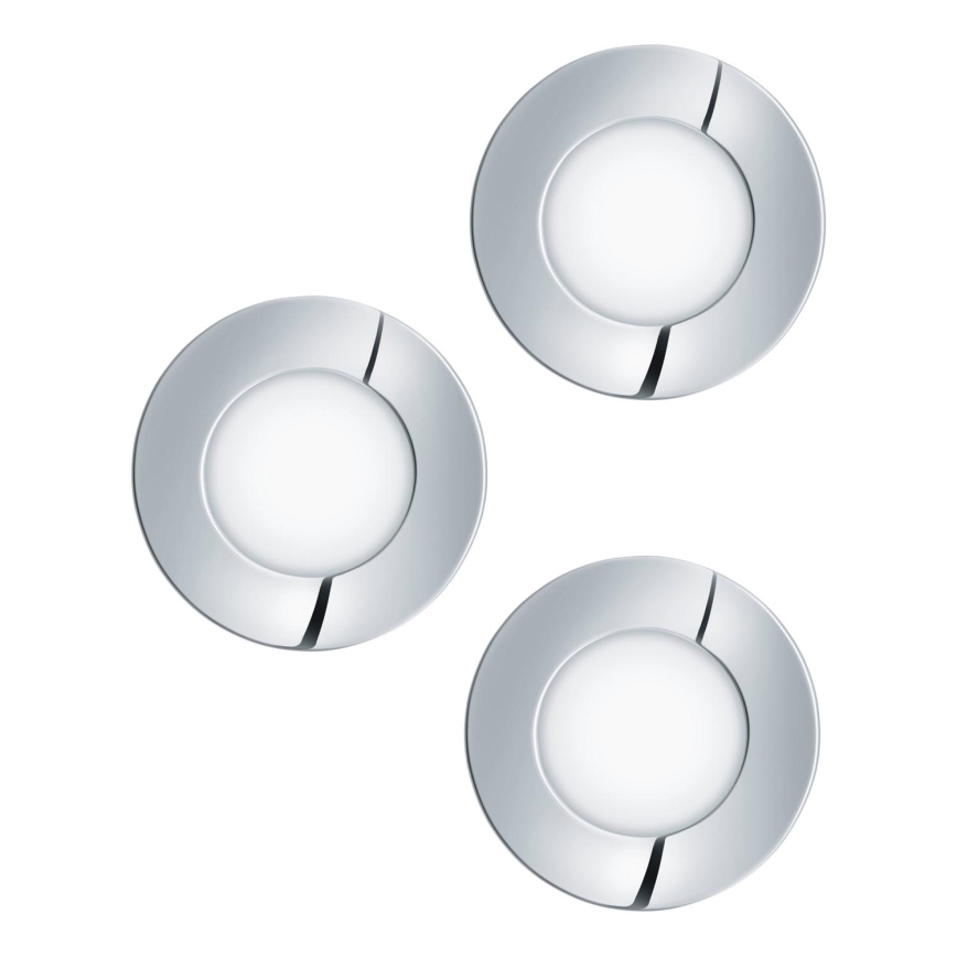 Eglo - НАБІР 3x Вбудований стельовий LED світильник для ванної FUEVA 1xLED/2,8W/230V IP44 глянцевий хром