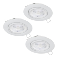 Eglo - НАБІР 3xLED Вбудований стельовий світильник для ванної 1xGU10/4W/230V IP44 білий