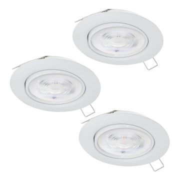Eglo - НАБІР 3xLED Вбудований стельовий світильник для ванної 1xGU10/4W/230V IP44 білий