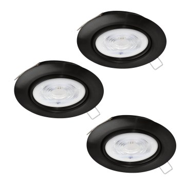 Eglo - НАБІР 3xLED Вбудований стельовий світильник для ванної 1xGU10/4W/230V IP44 чорний