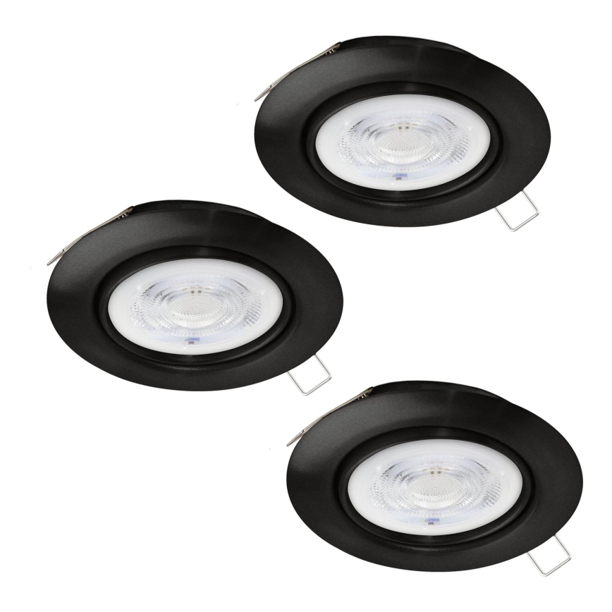 Eglo - НАБІР 3xLED Вбудований стельовий світильник для ванної 1xGU10/4W/230V IP44 чорний