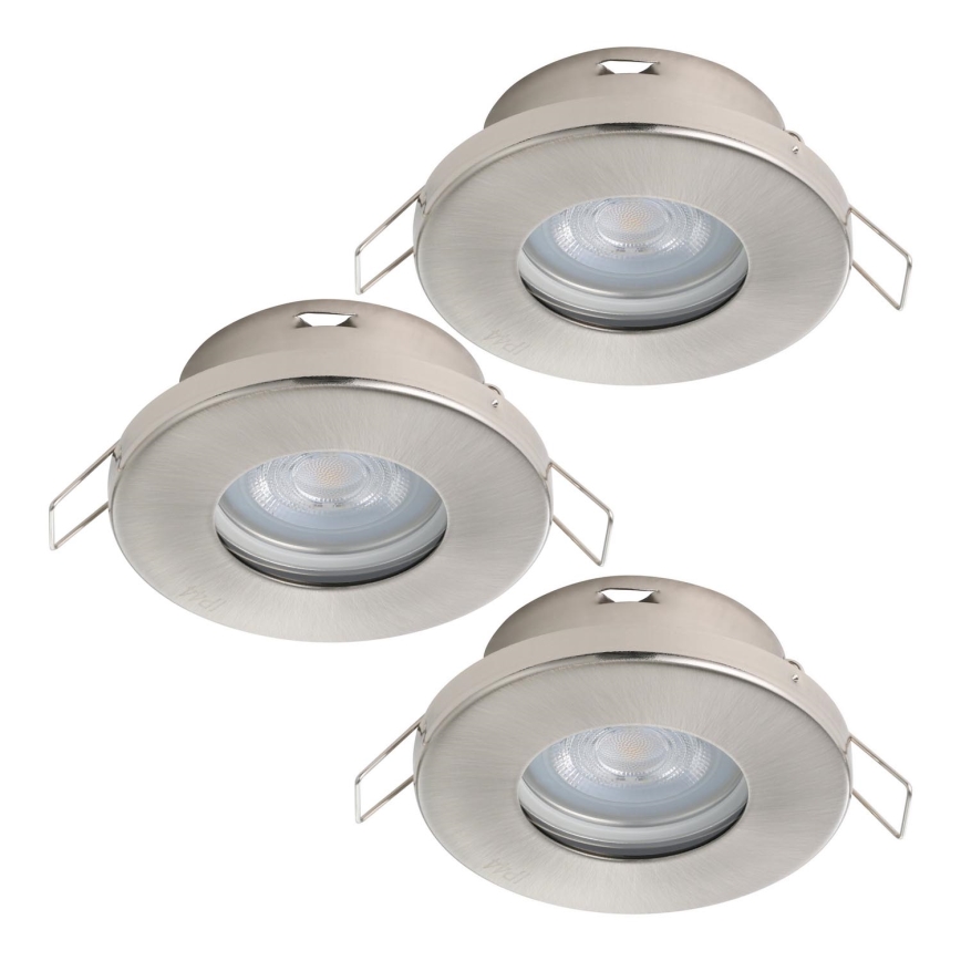 Eglo - НАБІР 3xLED Вбудований стельовий світильник для ванної 1xGU10/4W/230V IP44 матовий хром
