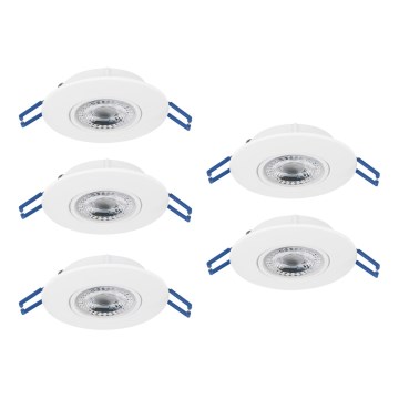 Eglo - НАБІР 5 вбудованих точкових LED‑світильників, LED/4,9W/230V, 2700/4000/6500K, діаметр 9 см, білий