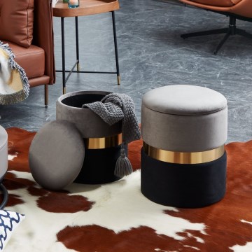 Eglo - НАБОР 2x Табурет диаметр 31,5/36 см серый/черный/золотистый