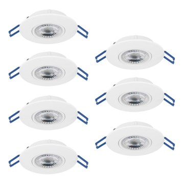 Eglo - Набор из 7 встраиваемых потолочных LED-светильников LED/4,9W/230V 2700/4000/6500K, диаметр 9 см, белый
