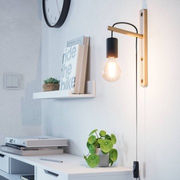 Eglo - Настінний світильник 1xE27/10W/230V каучукове дерево коричневий/чорний