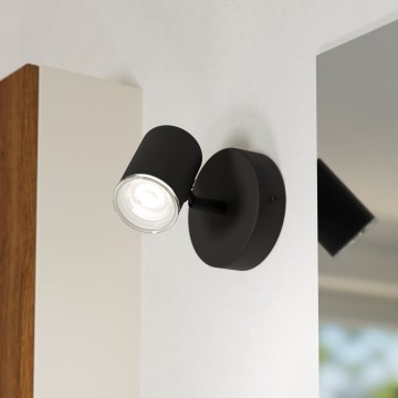 Eglo - Настінний точковий світильник для ванної кімнати 1xGU10/5W/230V IP44 чорний