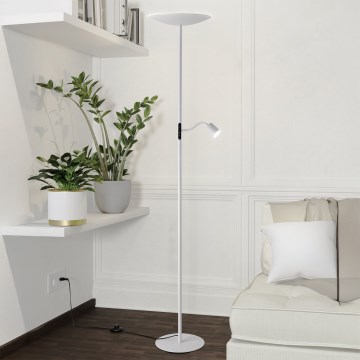 Eglo - Підлогова LED-лампа з регулюванням яскравості LED/26,5W/230V + LED/4W біла