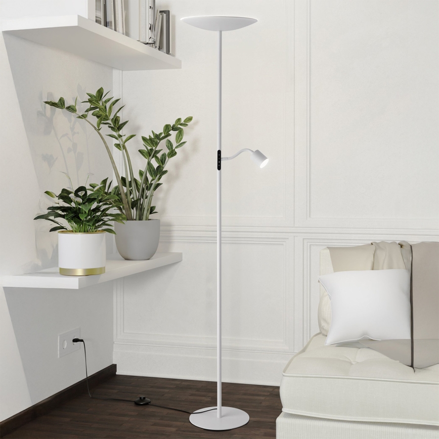 Eglo - Підлогова LED-лампа з регулюванням яскравості LED/26,5W/230V + LED/4W біла