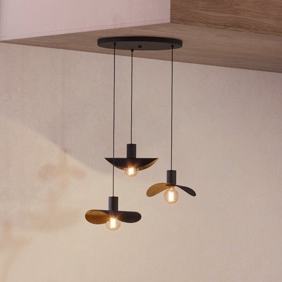 Eglo - Підвісна люстра 3xE27/40W/230V чорний/золотий