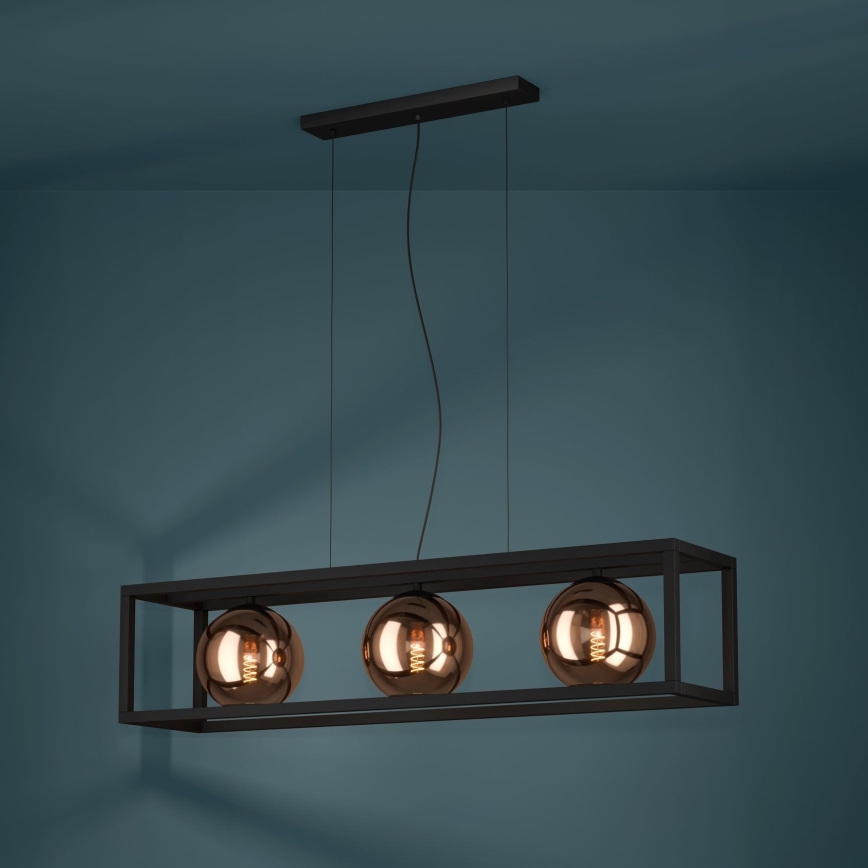 Eglo - Підвісна люстра 3xE27/40W/230V мідний/чорний