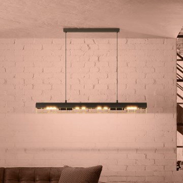 Eglo - Підвісна люстра 4xE27/40W/230V чорний/золотий