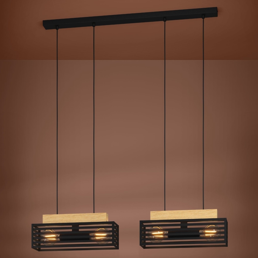 Eglo - Підвісна люстра 4xE27/40W/230V чорний/коричневий