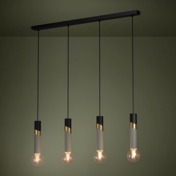 Eglo - Підвісна люстра 4xE27/40W/230V чорний/золотий