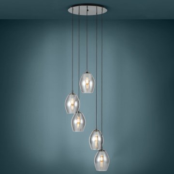 Eglo - Підвісна люстра 5xE27/60W/230V димчастий