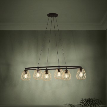 Eglo - Підвісна люстра 6xE27/40W/230V чорний/золотий