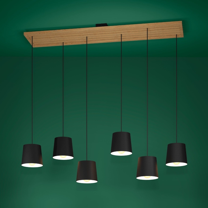 Eglo - Підвісна люстра 6xE27/40W/230V чорний/коричневий