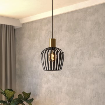 Eglo - Подвесная люстра 1xE27/40W/230V черный/золотистый