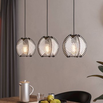 Eglo - Подвесная люстра 3xE27/40W/230V белый/черный