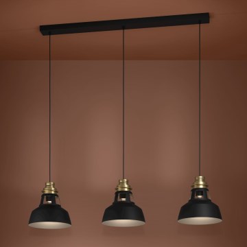 Eglo - Подвесная люстра 3xE27/40W/230V черный/золотистый