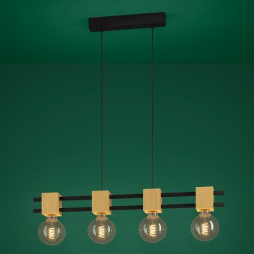 Eglo - Подвесная люстра 4xE27/40W/230V черный/коричневый
