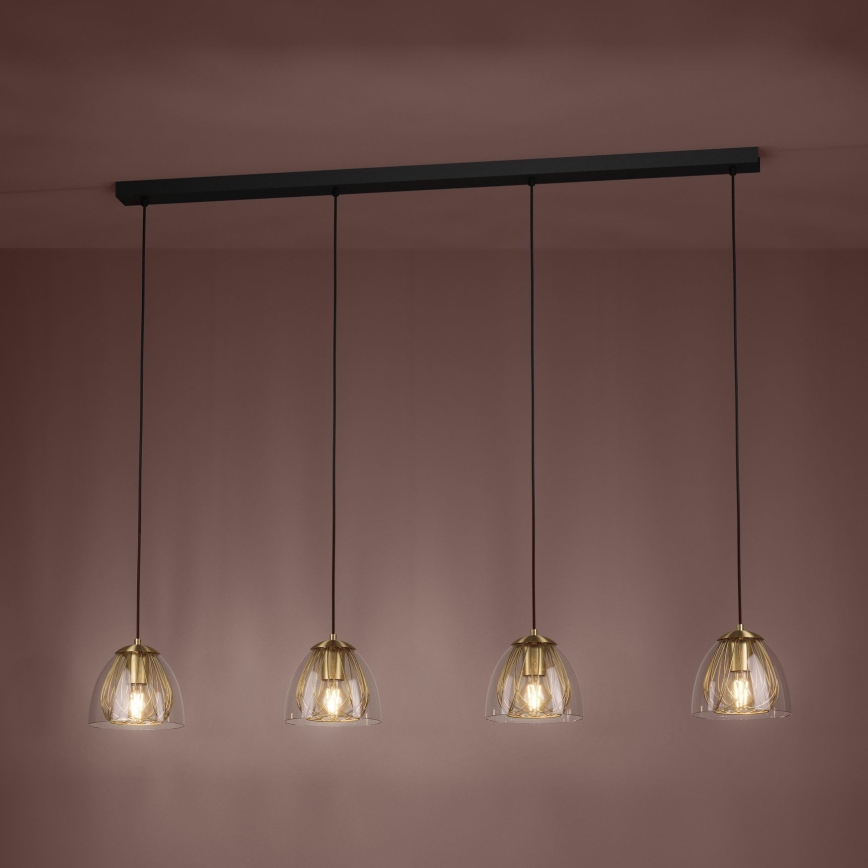 Eglo - Подвесная люстра 4xE27/40W/230V золотистый