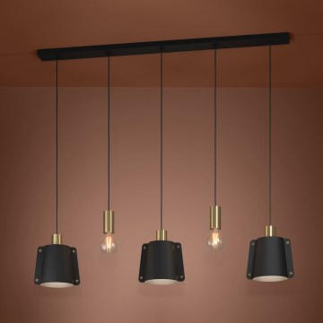 Eglo - Подвесная люстра 5xE27/40W/230V черный/золотистый