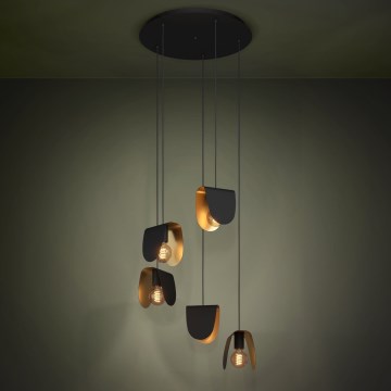 Eglo - Подвесная люстра 5xE27/40W/230V черный/золотистый