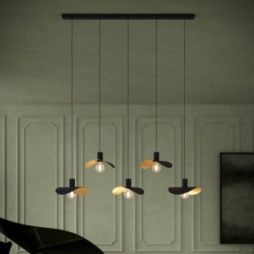 Eglo - Подвесная люстра 5xE27/40W/230V черный/золотистый