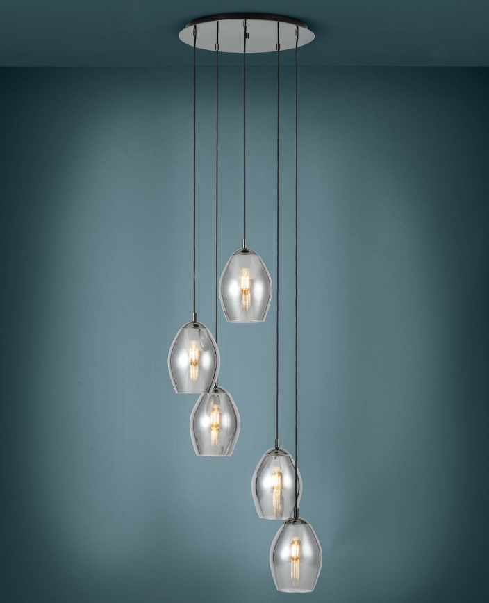 Eglo - Подвесная люстра 5xE27/60W/230V дымчатый