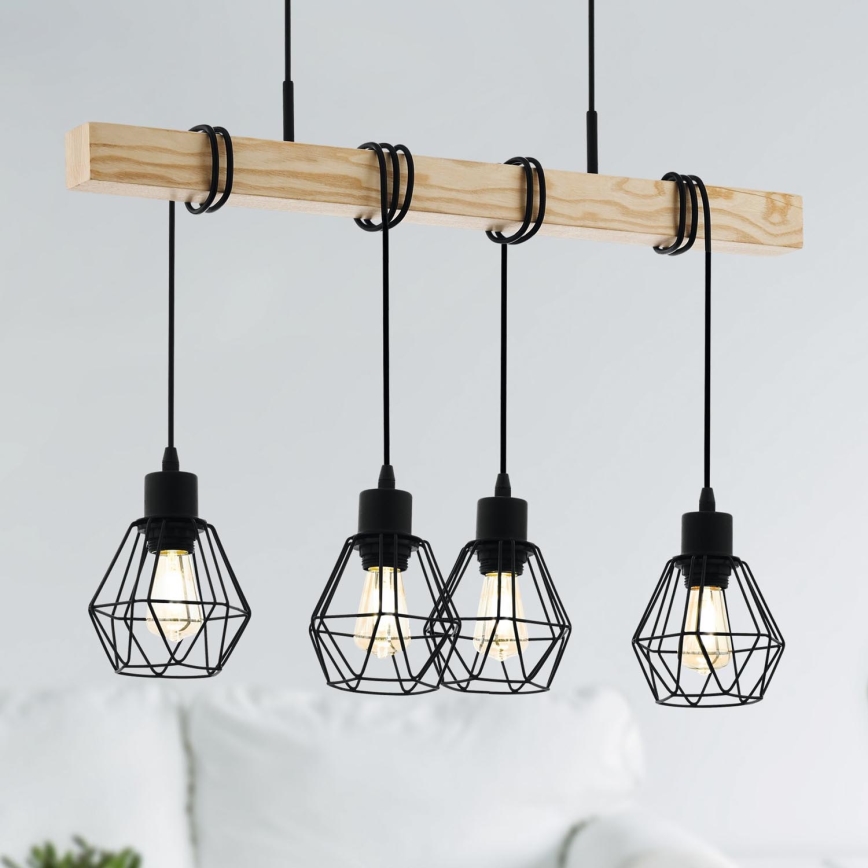 Eglo - Подвесная люстра TOWNSHEND 4xE27/60W/230V - сертифицировано FSC